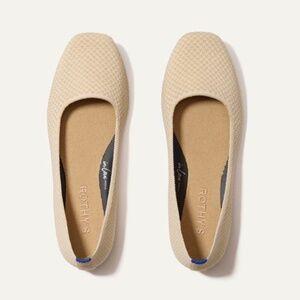 Rothy’s The Max Square in Sandstone Micro Check Women's Tan Textured Flats